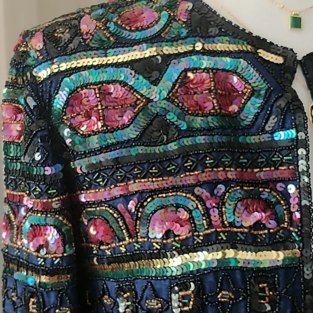 Papell Boutique Evening Beaded Sequins Jacket Vintage S - Picture 2 of 12